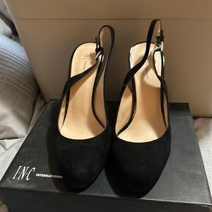 I.N.C Strappy Black Suede Heels. Size 9.